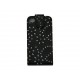 Pochette pour Iphone 4S en simili-cuir noire fleurs et strass diamants + film protection écran