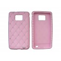Coque pour Samsung I9100 Galaxy S2 silicone rose claire strass diamants + film protection écran offert