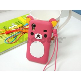 Coque Samsung S5830 Galaxy Ace silicone koala rose + film protection écran offert