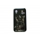 Coque Samsung S5830 Galaxy Ace noire papillons fleurs argents + film protection écran offert