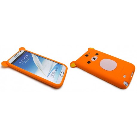 Coque pour Samsung Galaxy Note 2 - N7100  silicone koala orange + film protection écran offert