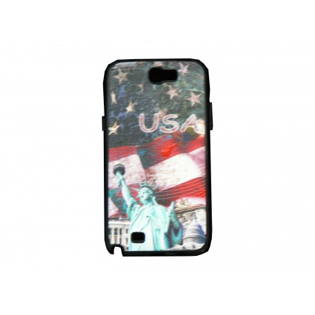 Coque pour Samsung Galaxy Note 2 - N7100  drapeau Etats-Unis/USA  étoiles statue de la liberté + film protection écran offert
