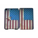Pochette Ipad Mini drapeau USA/Etats-Unis vintage + film protection écran offert