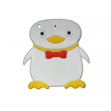 Coque silicone pour Ipad Mini pingouin blanc + film protection écran offert