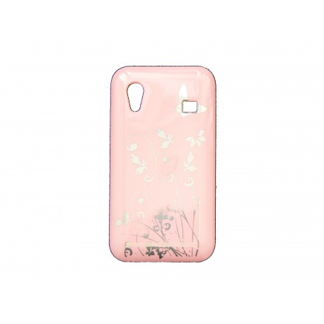 Coque pour Samsung S5830 Galaxy Ace rose clair papillons fleurs argents + film protection écran offert