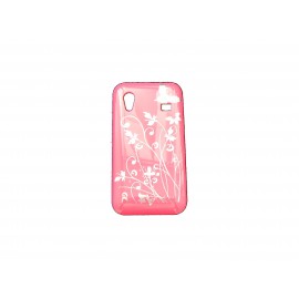 Coque pour Samsung S5830 Galaxy Ace rose papillons fleurs argents + film protection écran offert