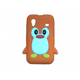 Coque pour Samsung S5830 Galaxy Ace silicone pingouin orange + film protection écran offert