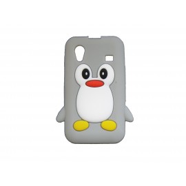 Coque pour Samsung S5830 Galaxy Ace silicone pingouin gris + film protection écran offert
