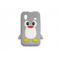 Coque pour Samsung S5830 Galaxy Ace silicone pingouin gris + film protection écran offert