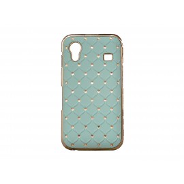 Coque pour Samsung S5830 Galaxy Ace bleue strass diamants + film protection écran offert