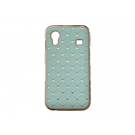 Coque pour Samsung S5830 Galaxy Ace bleue strass diamants + film protection écran offert