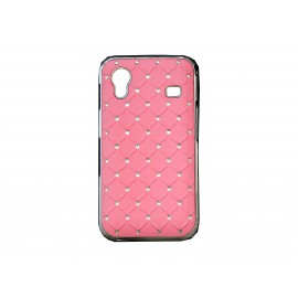 Coque pour Samsung S5830 Galaxy Ace rose strass diamants + film protection écran offert