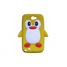 Coque pour Samsung Galaxy Note 2 - N7100  silicone pingouin jaune + film protection écran offert