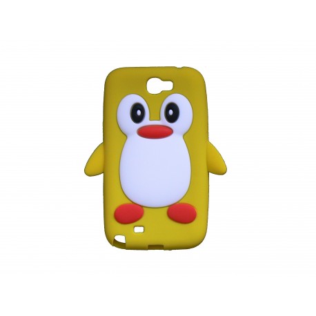 Coque pour Samsung Galaxy Note 2 - N7100  silicone pingouin jaune + film protection écran offert