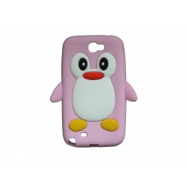 Coque pour Samsung Galaxy Note 2 - N7100  silicone pingouin rose clair + film protection écran offert