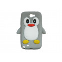 Coque pour Samsung Galaxy Note 2 - N7100  silicone pingouin gris + film protection écran offert