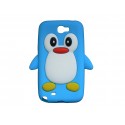 Coque pour Samsung Galaxy Note 2 - N7100  silicone pingouin bleu turquoise + film protection écran offert
