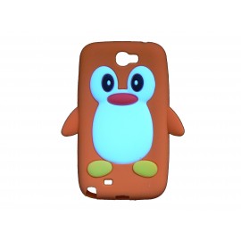 Coque pour Samsung Galaxy Note 2 - N7100  silicone pingouin orange + film protection écran offert