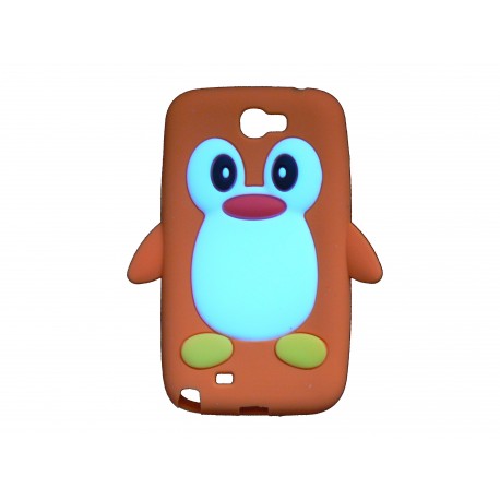 Coque pour Samsung Galaxy Note 2 - N7100  silicone pingouin orange + film protection écran offert