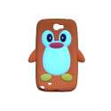 Coque pour Samsung Galaxy Note 2 - N7100  silicone pingouin orange + film protection écran offert