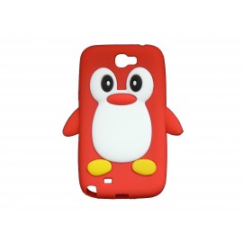Coque pour Samsung Galaxy Note 2 - N7100  silicone pingouin rouge + film protection écran offert