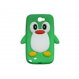 Coque pour Samsung Galaxy Note 2 - N7100  silicone pingouin vert + film protection écran offert