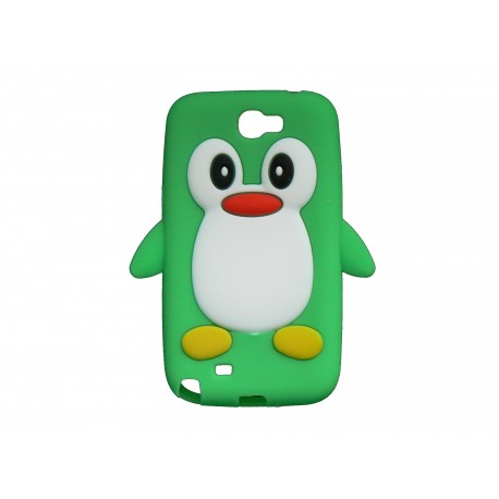 Coque pour Samsung Galaxy Note 2 - N7100  silicone pingouin vert + film protection écran offert