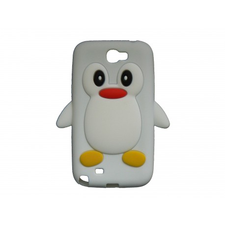 Coque pour Samsung Galaxy Note 2 - N7100  silicone pingouin blanc + film protection écran offert