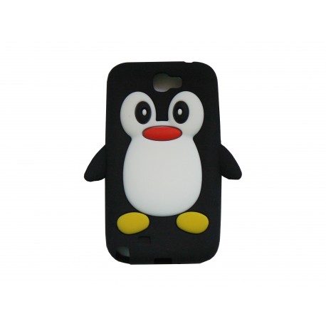 Coque pour Samsung Galaxy Note 2 - N7100  silicone pingouin noir + film protection écran offert
