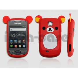 Coque pour Samsung Galaxy Mini S5570 silicone koala rouge + film protection écran offert