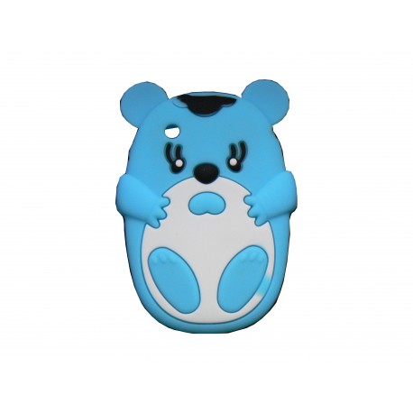 Coque silicone pour Blackberry 8520 curve ourson bleu + film protection ecran offert