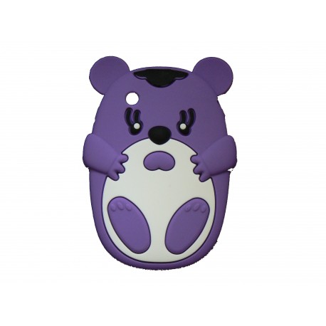 Coque silicone pour Blackberry 8520 curve ourson violet + film protection ecran offert