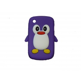 Coque silicone pour Blackberry 8520 curve pingouin violet + film protection ecran offert