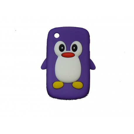 Coque silicone pour Blackberry 8520 curve pingouin violet + film protection ecran offert