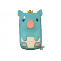 Coque silicone pour Blackberry 8520 curve cochon bleu turquoise + film protection ecran offert