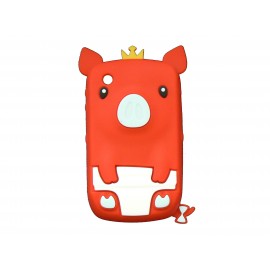 Coque silicone pour Blackberry 8520 curve cochon rouge + film protection ecran offert