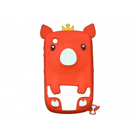 Coque silicone pour Blackberry 8520 curve cochon rouge + film protection ecran offert