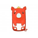 Coque silicone pour Blackberry 8520 curve cochon rouge + film protection ecran offert