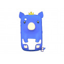 Coque silicone pour Blackberry 8520 curve cochon bleu + film protection ecran offert