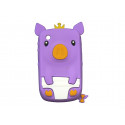 Coque silicone pour Blackberry 8520 curve cochon violet + film protection ecran offert