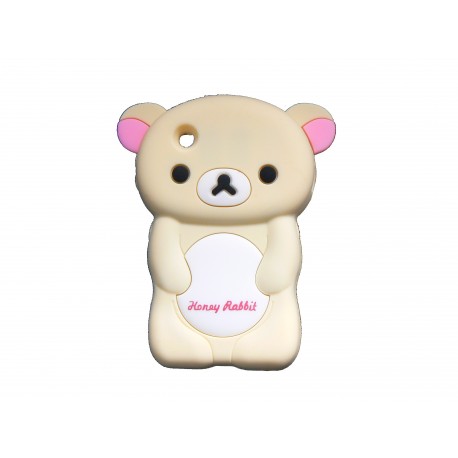 Coque silicone pour Blackberry 8520 curve ours beige oreilles roses + film protection ecran offert