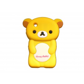 Coque silicone pour Blackberry 8520 curve ours jaune oreilles marrons + film protection ecran offert