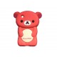 Coque silicone pour Blackberry 8520 curve ours rouge oreilles roses + film protection ecran offert