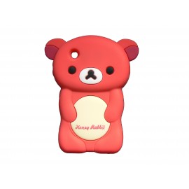 Coque silicone pour Blackberry 8520 curve ours rouge oreilles roses + film protection ecran offert