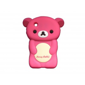 Coque silicone pour Blackberry 8520 curve ours rose oreilles rouges + film protection ecran offert