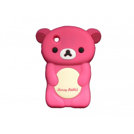 Coque silicone pour Blackberry 8520 curve ours rose oreilles rouges + film protection ecran offert