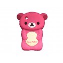 Coque silicone pour Blackberry 8520 curve ours rose oreilles rouges + film protection ecran offert