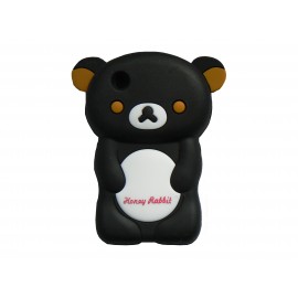 Coque silicone pour Blackberry 8520 curve ours noir oreilles marrons + film protection ecran offert