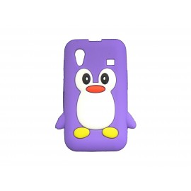 Coque pour Samsung S5830 Galaxy Ace silicone pingouin violet + film protection écran offert