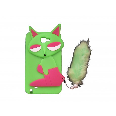 Coque pour Samsung Galaxy Note I9220/N7000 silicone renard vert + film protection écran offert